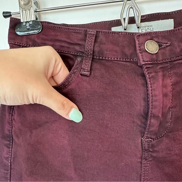 Topshop Leigh High Waisted Purple Skinny Jeans Stretchy Dark Wash Sz 26 - Picture 5 of 11